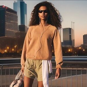 Free People Movement  For  The  Win  Pullover Crew Neck 99%Cotton Fleece Lining